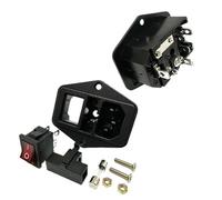1PC LZ-14-F5 IEC320 C14 Panel Mounted Plug AC Electrical Inlet Module Power Socket 10A 5x20mm Fuse Red 250V LED Rocker Switch