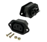 1PC LZ-F-1 10A 250V IEC320 C14 3 Pins Chassis Panel Mounted Inlet Plug Connector Electrical Female AC Power Socket 3 Terminals