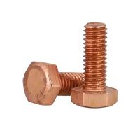 1PC M5 M6 M8 M10 M12 T2 Red Copper Outer Hexagonal Screws Electrolytic Copper Bolts(50mm,M12-1pcs)