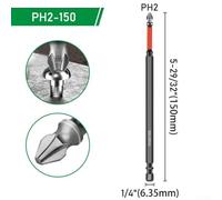 1pc Magnetic Screwdriver Bit PH2 Cross Head Drill Bit Set for Drivers and Electric Drills, 25-150mm Length with High Torque Resistance, M(150MM)