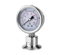 1PC Manometer Bar/psi 1.5 Inch (50.5mm) 2inch (64mm) Tri Clamp Diaphragm Pressure Gauge SS304 Stainless Steel Body SS316 Diaphragm(0-0.16Mpa,50.5mm)