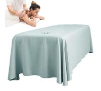1PC Massage Bed Sheet, 114x71" Breathable Massage Table Skirt with Face Hole, Washable Reusable Beauty Bed Cover for Salon Spa, Blue.