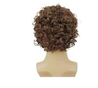 1pc Mens Curly Wigs Synthetic Brown Wig With Bangs Fashion Natural Fluffy Hairstyle Breathable Man Daily Party Cosplay Use(Brown 2)