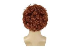 1pc Mens Curly Wigs Synthetic Brown Wig With Bangs Fashion Natural Fluffy Hairstyle Breathable Man Daily Party Cosplay Use(Red Brown)