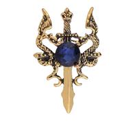 1pc Men's Vintage Double Dragon Sword Gemstone Suit Brooches for Clothing