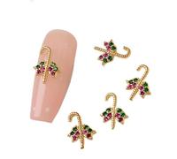 1PC Metal Art Rhinestone Alloy Stud Colorful Charms Christmas Santa Reindeer Snowman with Christmas Rhinestone and Pearl