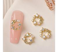 1PC Metal Art Rhinestone Alloy Stud Colorful Charms Christmas Santa Reindeer Snowman with Christmas Rhinestone and Pearl