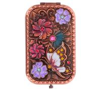 1pc Metal Compact Mirror Antique Folding Cosmetic Mirror Makeup Mirror Compact Womens Wallet Makeup Compact Mirror Vintage Vanity Mirror Retro Pocket Mirror Russia Elderly Small