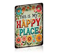 1PC Metal Wall Art Garden Decor Outdoor Sign This Is My Happy Place Vintage Iron Plaque 8x12 Inch for Patio Yard Home Decoration