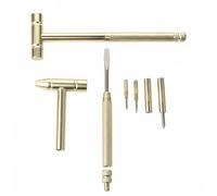 1Pc Mini Gold 6 in 1 Hammer Brass Hammer with Screwdriver Hand Tools, Multifunction Jewelers Copper for Repair Mobile Phones,Laptops,Watches,Glasses,Small in Size