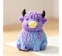 1Pc Mini Highland Cow Squishy, Slow-Rising Desk Decor Ornament,Shelf Decor | Fluffy Textured Craft, Moldable Tactile Surface, Gradient Color Finish, Fine Fur-Like Detailing for Shelf Tabletop,3.15 Inch