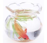 1Pc Mini Round Fish Tank, Realistic Glass Decor for Dollhouse Display, Miniature Goldfish Bowls,Dollhouse Accessories(Gold, 1 Inch)