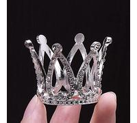 1pc Mini Silver Crown Cupcake Topper Tiny Doll Tiara Crowns Crystal Rhinestone Crown for Baby Shower Birthday Wedding Christmas Prince Princess King Themed Party Decorations Newborn Photo Prop