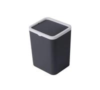 1pc Mini Square Storage Bin With Lid, Plastic Desktop Trash Can, Home Desk Wastebasket With Flip Top(DARK GRAY)