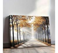 1pc Misty Autumn Forest Landscape Canvas Wall Art Tree Lined Road Print Sunlight Through Trees Nature Decor 70x100cm framework