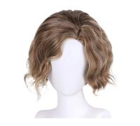 1pc Mixed Brown Synthetic Wigs With Bangs 12 Inch Short Curly Wig For Black Women Natural Looking Hair Replacement Daily Party