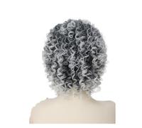 1pc Mixed Grey Wigs For Women Synthetic Short Afro Wig With Side Bangs Costume For Woman Gradient Color Curly Cosplay