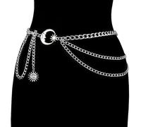 1Pc Moon Multilayer Metal Chain Waist Chain Ladies Waist Chain Belt Dress Skirt Belt With Moon Star Belt Gold Silver Clothing