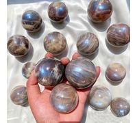 1pc Moonstone Sunstone Sphere - 7.5-8cm Blue Flash Crystal for Spiritual, Home & Office Decor (, Stone)?