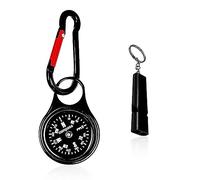 1pc Mountaineering Compass, Survival Whistle, Mini Compass with Keychain, for Travel, Rock Climbing, Hiking, Hunting, Sailing (Black)