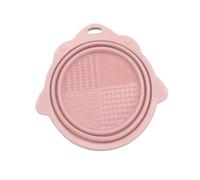 1pc Multi-functional Silicone Makeup Brush Cleaning Bowl Powder Puff Beauty Washing Scrubber Pad With Folding Holder(Rose red)