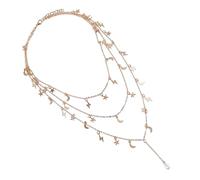 1Pc Multi Women Neck Chain with Moon and Star Pendants Elegant Necklace for Stylish Accessory and