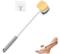 1PC Multifunctional Foot Brush with Long Handle, Foot Cleaner for Shower, Silicone Foot Scrubber for Shower, 2-in-1 Toe Gaps Cleaning Scrubber Long Brush, No Dead Corners Long Handled Foot File