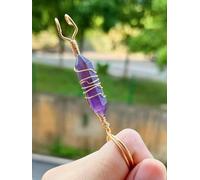 1pc Natural Amethyst Crystal Raw Stone Cigarette Holder Ring-default