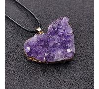 1Pc Natural Amethyst White Crystal Cluster Heart Shaped Golden Edged Pendant Reiki Crystals Geode for DIY Charm Jewelry (Color : Amethyst)