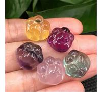 1pc Natural Cat Paw Crystal Rainbow Fluorite Quartz Carved Skull Gift-Fluorite (15.5 * 16 * 9.5mm)