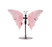 1pc Natural Crystal Butterfly Carving Stand Ornament, Amethyst Wings Crystal Crafts, Home Desktop Office Ornament Holiday Gift,Pink Opalite