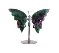 1pc Natural Crystal Butterfly Carving Stand Ornament, Amethyst Wings Crystal Crafts, Home Desktop Office Ornament Holiday Gift,Epidote