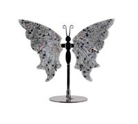 1pc Natural Crystal Butterfly Carving Stand Ornament, Amethyst Wings Crystal Crafts, Home Desktop Office Ornament Holiday Gift,Flame Stone