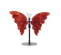 1pc Natural Crystal Butterfly Carving Stand Ornament, Amethyst Wings Crystal Crafts, Home Desktop Office Ornament Holiday Gift,Strawberry Quartz