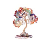 1pc Natural Crystal Crushed Stone Fortune Tree Agate Base Hand-Woven Crystal Tree Money Tree Tree of Life Ornament(Colorful Crystal)