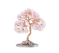 1pc Natural Crystal Crushed Stone Fortune Tree Agate Base Hand-Woven Crystal Tree Money Tree Tree of Life Ornament(Rose Quartz)