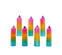 1PC Natural Crystal Electroplated Colours Selenite Rod Hexagonal Prisms Stone Tower Mineral Crystal Home Decoration