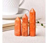1pc Natural Crystal Point Sunstone Stone Quartz Tower Orange Wand Ornament for Home Decor Energy Stone Pyramid-Sunstone_50-60mm