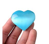 1PC Natural Polished Heart Shaped Electroplate Aura Love Stone Souvenir Home Decoration,Blue Selenite,40MM*35MM
