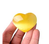 1PC Natural Polished Heart Shaped Electroplate Aura Love Stone Souvenir Home Decoration,Yellow Selenite,40MM*35MM