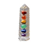 1PC Natural Selenite Seven Chakras Healing Stone Obelisk Quartz Tower Ornament for Home Decor Energy Stone Pyramid(Golden)