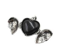 1pc Natural Stone Heart Shaped Metal Wings Pendant For Maketing Necklace