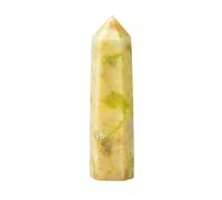 1pc Natural Stone Point Flower Jade Obelisk Quartz Wand Yellow Ornament for Home Decor Stone Pyramid Gift,Flower Jade,60-70mm