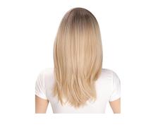 1pc Natural Straight Hair With Golden Gradient Medium-long Synthetic Wig Suitable For Women's Daily Wear Fashion Accessory