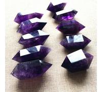 1PC Natural Uruguayan Amethyst Double Pointed Wand Hexagonal Energy Crystal 40-50mm