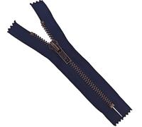 1pc Navy Blue Jeans Zipper 10cm | Close-End, Short Metal Zip for Trousers, Jeans, Pockets, Dresses | Size #4, Antique Brass Teeth 3.9'' Long