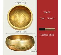 1pc Nepal Handmade Tibet Buddha Sound Bowl With Leather Stick Yoga Meditation Chanting Brass Chime Handicraft Tibetan Singing Bowl(12cm)