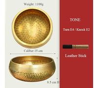1pc Nepal Handmade Tibet Buddha Sound Bowl With Leather Stick Yoga Meditation Chanting Brass Chime Handicraft Tibetan Singing Bowl(15cm)