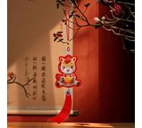 1PC New Year Wealth Cat Double Fish Tassels Ornaments Brocade Red Best Wishes Good Luck Pendant 2026 Spring Festival Decor (Style 1,40cm)