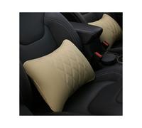 (1PC-No logo-Beige) 2Pcs Car Neck Pillow Pu Leather Seat Support Headrest Embroidery For Kia